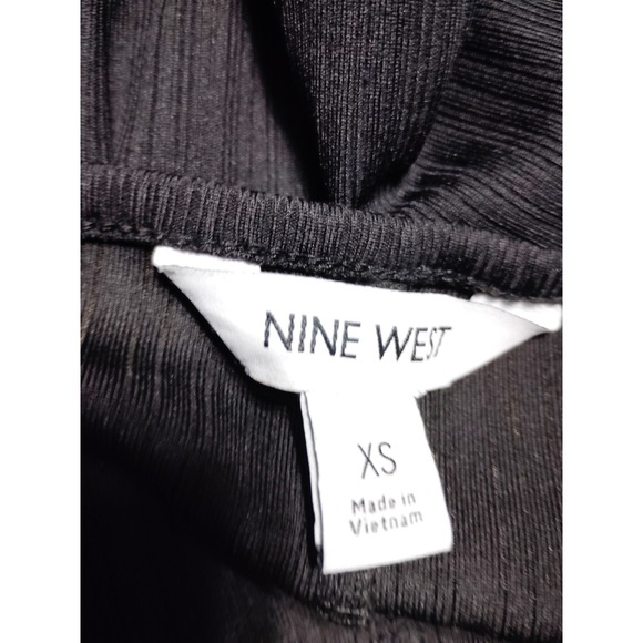 NWT Nine West Black Front Twist Long Sleeve Spandex Blend Black Goth Dress XS - Picture 6 of 9